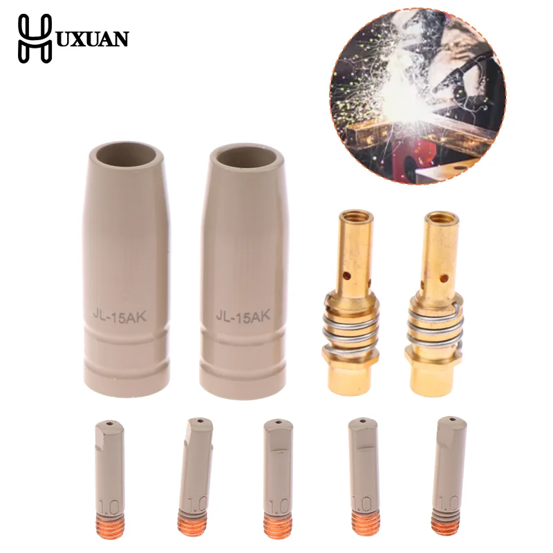

9Pcs 0.8/1.0/1.2mm MIG Torch Gas Nozzle Tip Holder Protection Parts 15AK Welding Torch New Coating Protection Nozzle
