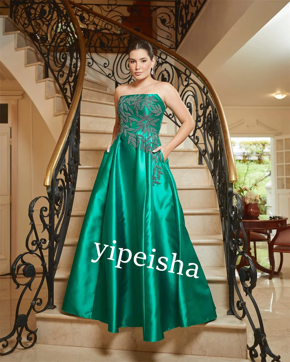 Customized S Applique Homecoming A-line Strapless Bespoke Occasion Gown Long Dresses