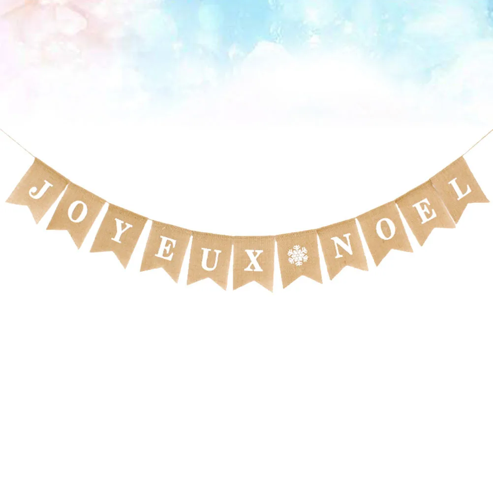 

Amosfun Burlap Christmas Banner Noel Rustic Holiday Bunting Garland Hanging Decor