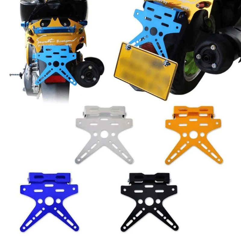 Generic Motorcycle Number License Plate Adjustable Aluminum Alloy Holder Mount Bracket - Black/Red/golden/blue
