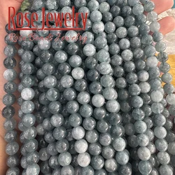 Natural Gray Blue Emerald Jades Beads For Jewelry Making Round Loose Beads DIY Bracelets Necklaces Accessories 6 8 10mm 15