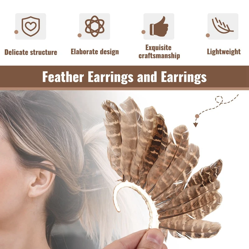 1Pcs Unisex Big Feather Ear Cuff Non Piercing Gold Clip On Earrings