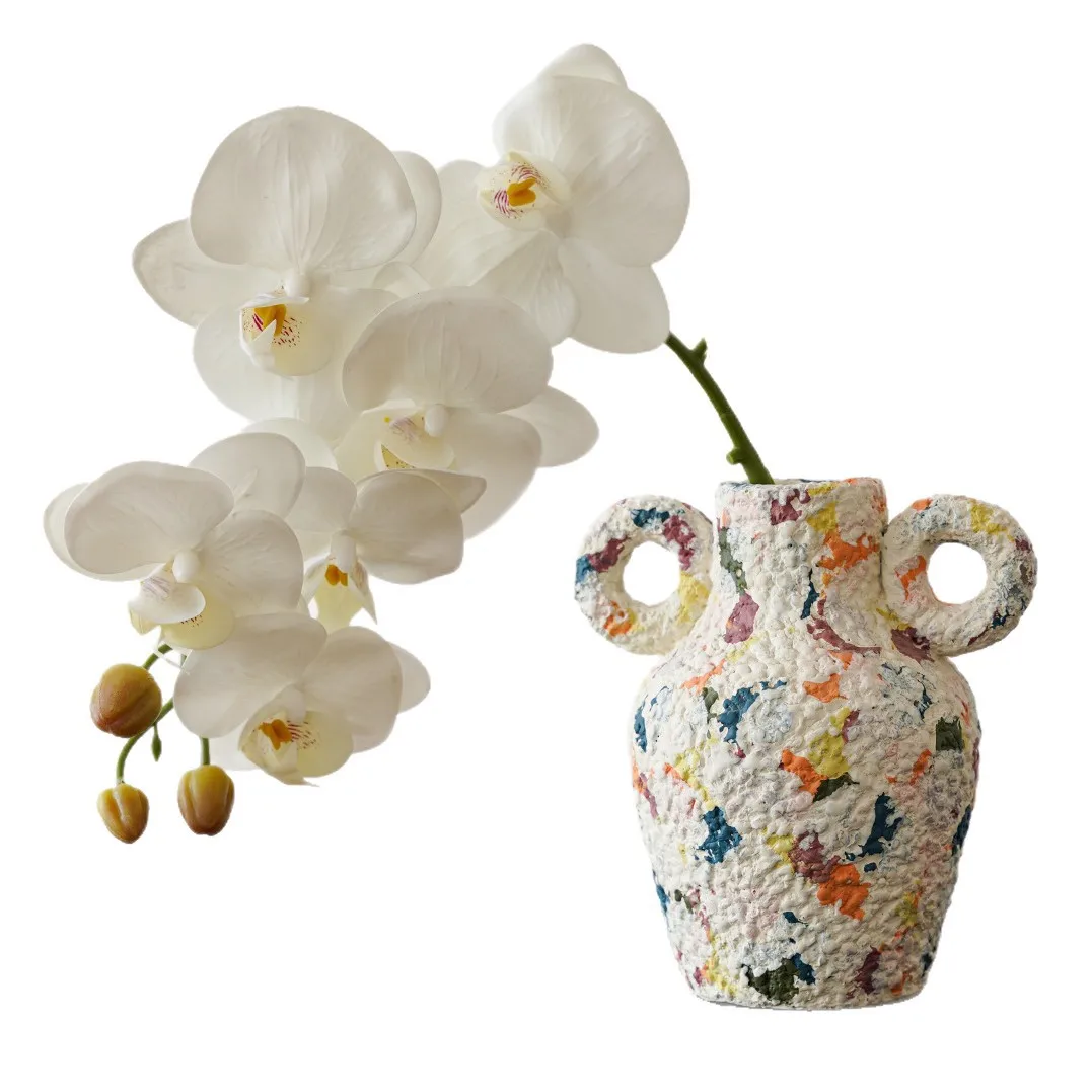 

DSA retro coarse pottery hand-painted series ceramic vase quaint handmade nostalgic living room TV tea table flower arrangement