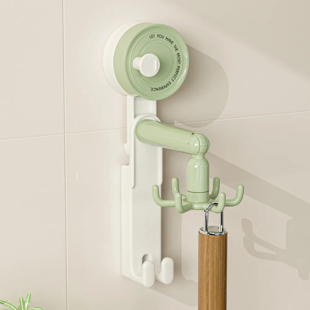 New ABS Rotary Hook 360° Rotating Punch-free Hanging Storage Rack Multi-Purpose Self-Adhesive Suction Cup Hook Bathroom