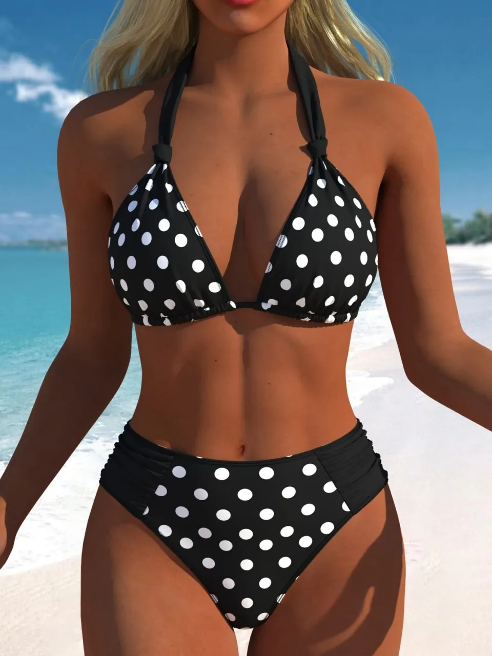 

Sexy Halter Bikini 2026 Women High Waist Triangle Swimsuit Female Printed Lace Up Swimwear Bathing Swimming Swim Suit Beachwear