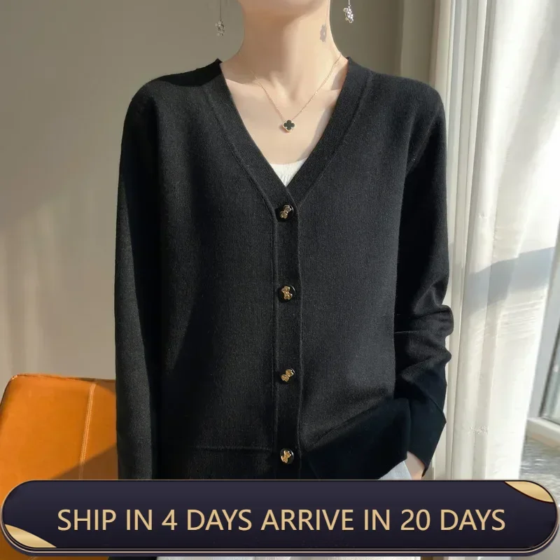 2024 New V Neck Short Knit Cardigan Women's Thin Wool Shawl Coat Custom Made Suit Jacket