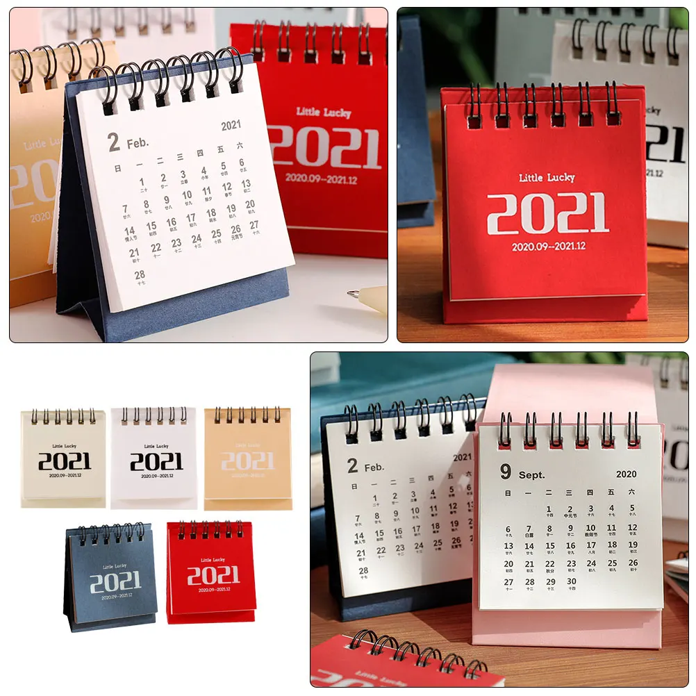 

5pcs Desktop Calendar Calendar Vertical StandNew Year Gift Pure Color Thick Paper Office Decor Multi Function 2024