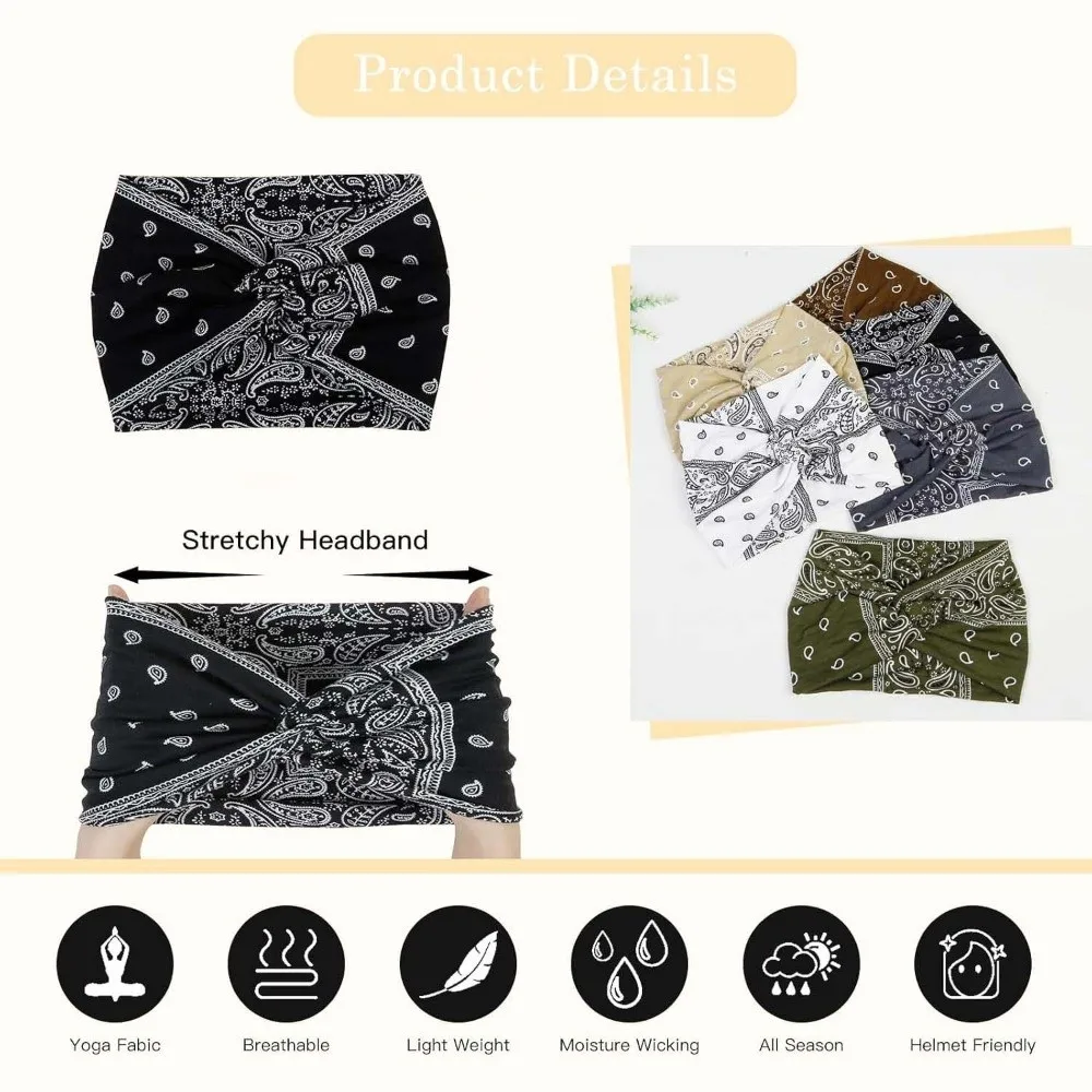 

6 PCS Set of 6 Y2K Sports Headband Hip-hop Breathable Yoga Hairband Euro-American Style Elastic Printed Elastic Hairband Men