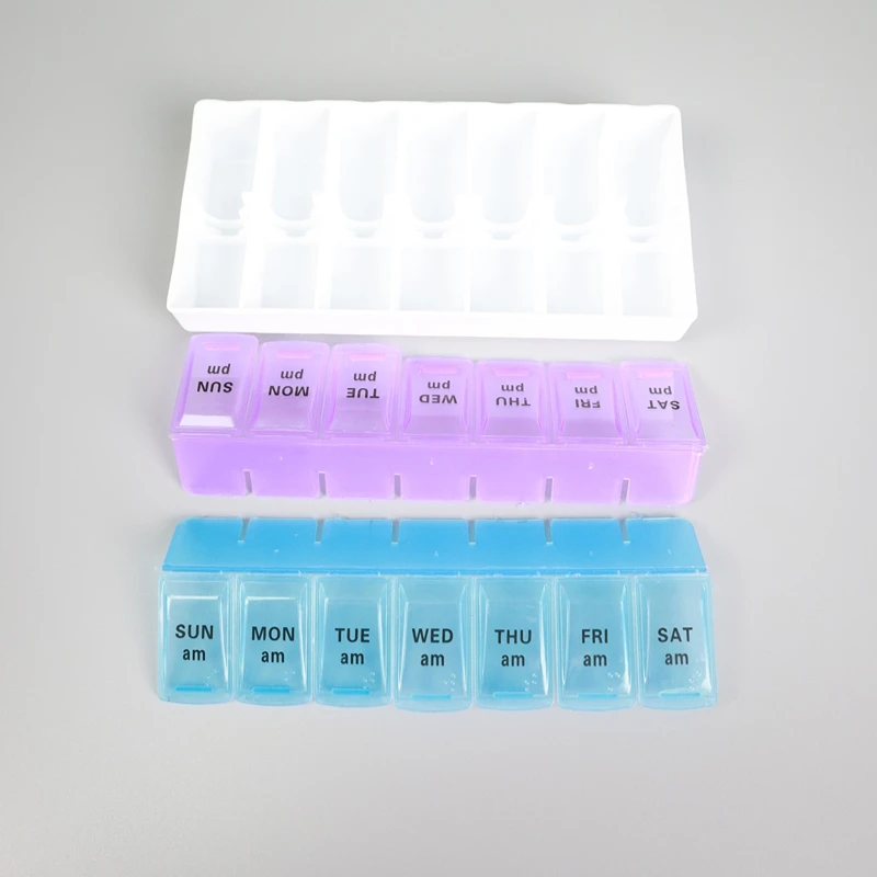 Weekly Portable Travel Pill Box Cases 7 Days Organizer 14 Grids Pills Container Storage Tablets Vitamins Medicine Fish Oils