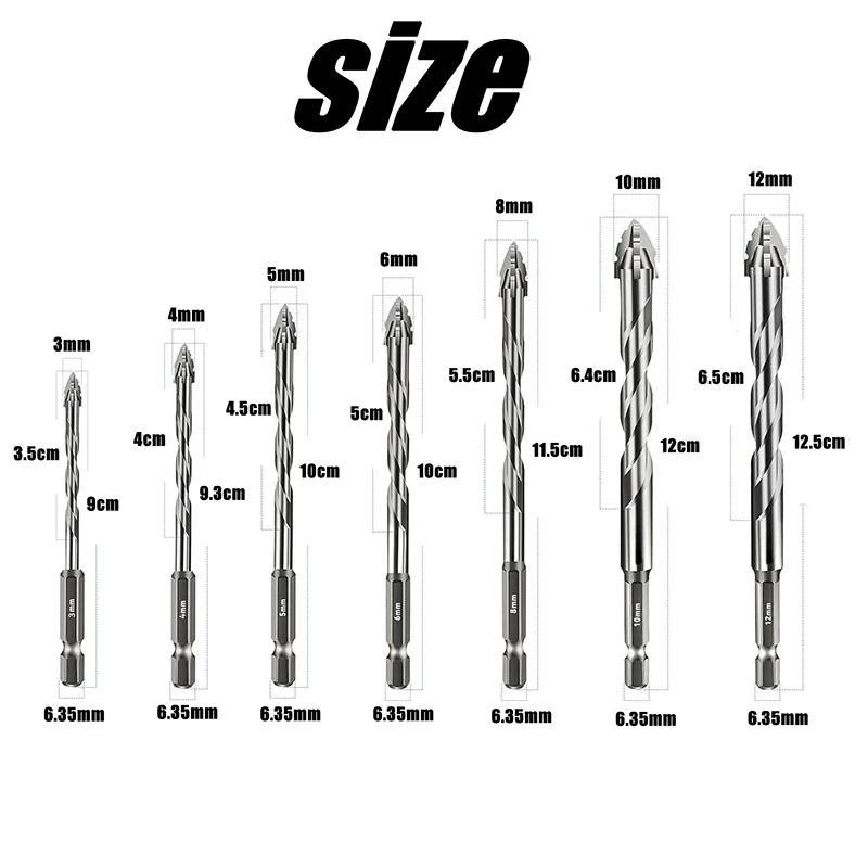 7pcs/sets Tungsten Steel Serrated Drilling Bit Set For Ceramic Plastic Tile Ceramic Glass Concrete