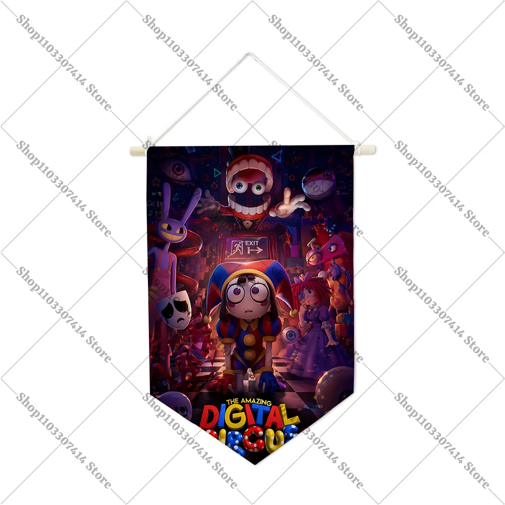 

Cartoon Cute Home Decor Casual Creative Accessories The Amazing Digitals Circus Outdoor Camping Hanging Flag Wall Art Ornament