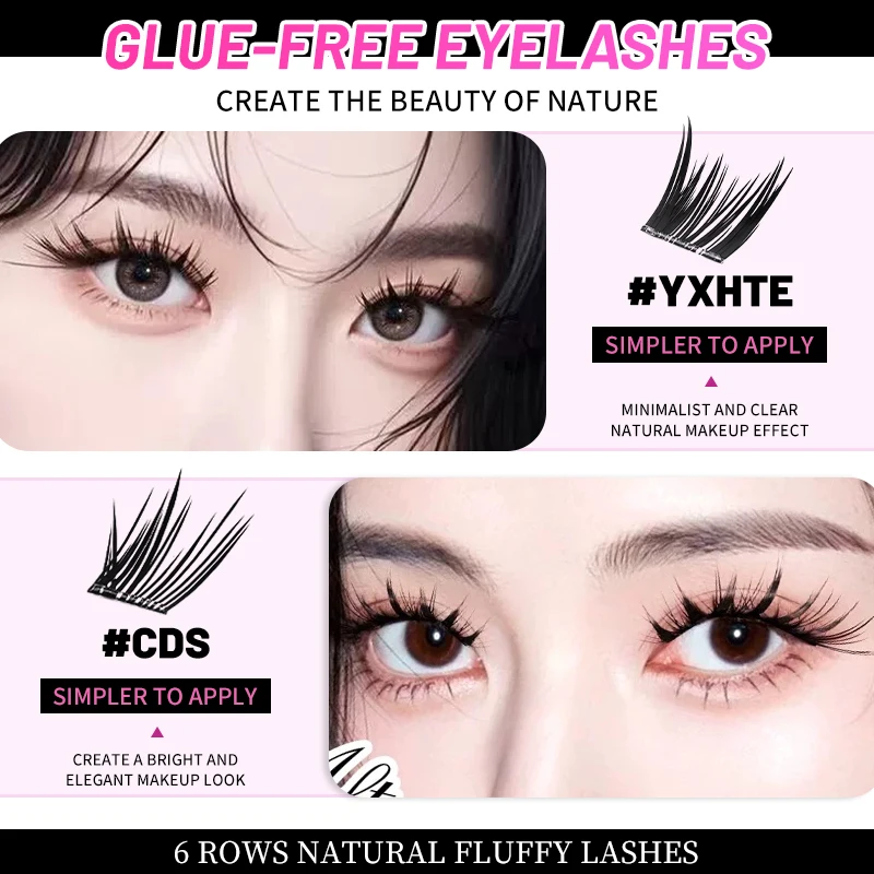 DINGSEN 6/8 Reihen Segmentierte Wimpernbündel DIY Wimpern-Set Dicke Falsche Wimpern Wispy Lash Cluster Kits Manga Falsche Wimpern – Detail 2