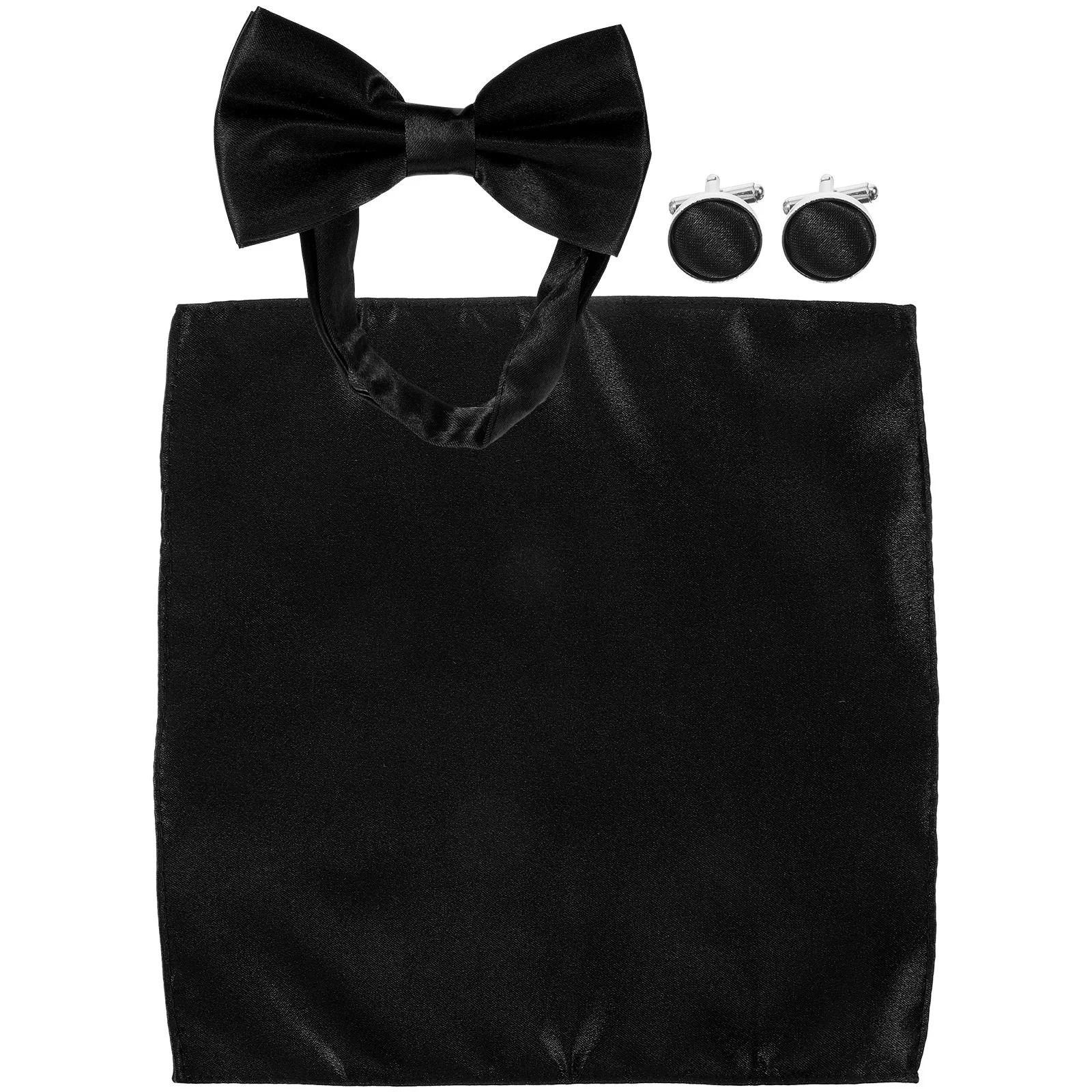 لامعة ربطة القوس فيونكة منديل مجموعة العلاقات للرجال سهرة أزرار أكمام الساتان العريس اكسسوارات أنيقة حفل زفاف الجيب