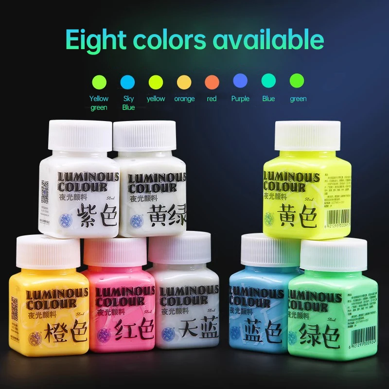 Fluorescent Acrylic Pigment 58ml Luminous Pigments Hand Painted DIY Textile Wall Light Absorbing Paints