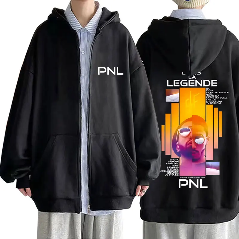 

France Rapper PNL Zip Up Hoodie Le Monde Chico Zipper Sweatshirt Men Women Fashion Hip Hop Oversized Zip Up Jacket Streetwear