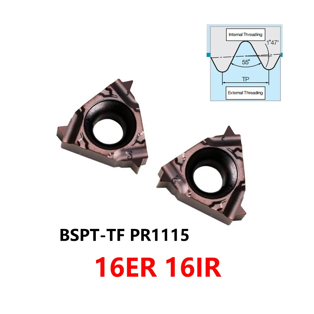 

Original 16ER 16IR 11 14 19 28 BSPT-TF External Threading Insert 16ER11BSPT-TF 16ER28BSPT-TF PR1115 16ER14BSPT 16ER19BSPT Cutter