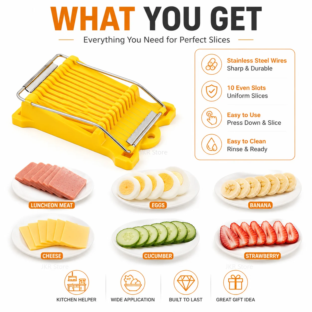 Egg Slicing Tool Stainless Steel Multifunction Food Cutter for Cheese Banana Strawberry Luncheon Meat Kitchen Use - view 5