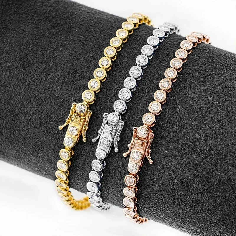 NASIABezel 2/3mm D Color Moissanite Tennis Bracelet for Women S925 Silver Plated 18K Gold Diamond Link Bracelets 2026