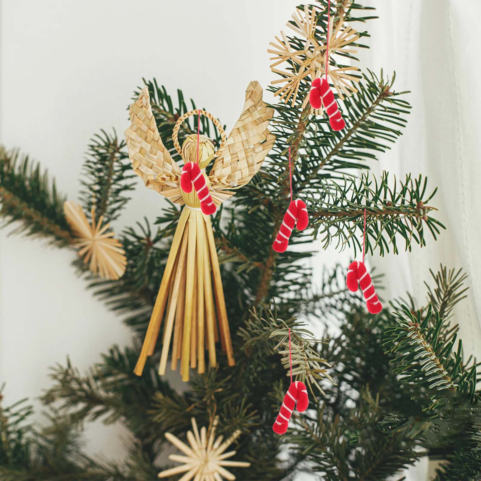 

Felt Christmas Ornaments Cane Hanging Decorations Crochet Canes Tree DIY
