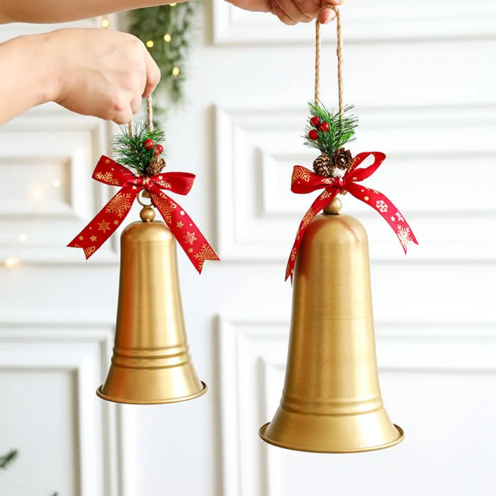 Vintage Style Metal Bell Christmas Ornament Hanging Decor Holiday Event Prop Dining Table Service Call Bell