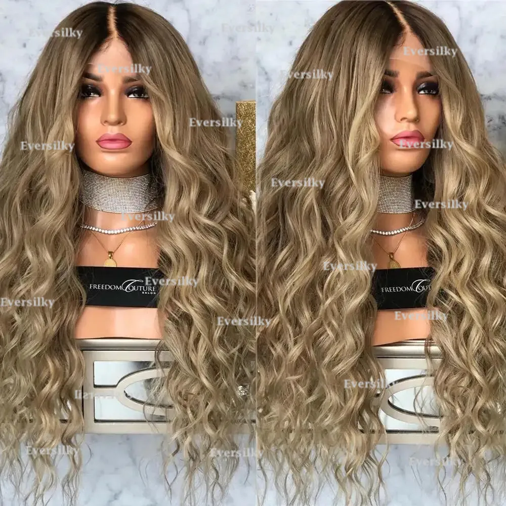 Light brown Loose Wave  glueless 100% Human hair breathable 13 x 4 front lace Peruvian hair Comfortable transparent HD lace wigs