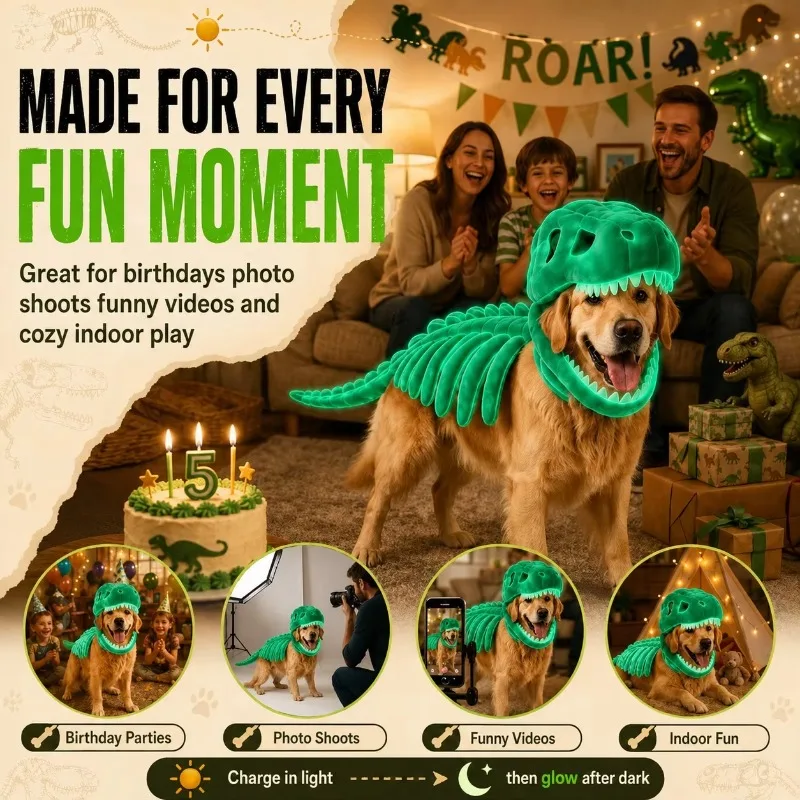 Dinosaur Skeleton Pet Costume for Dogs Cats Halloween Cosplay Outfit Funny Pet Clothes Party Dress Up Costume Puppy view 4