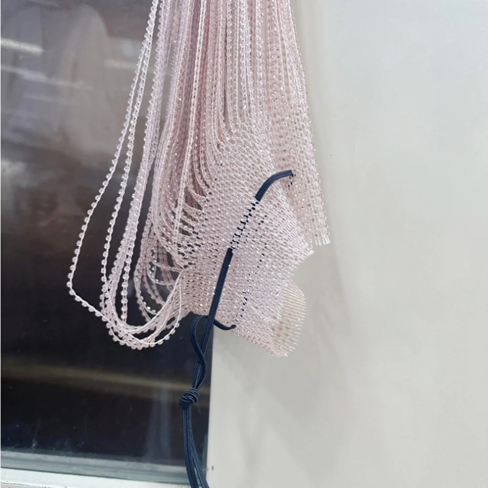 2025 New Sexy Women Diamond Chain T-shirt Long Sleeve Holiday Bling Bling Rhinestone Bodycon Poncho Pullover