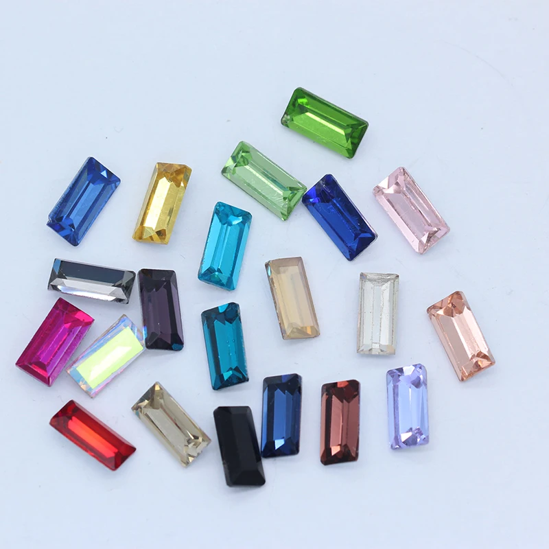 20p 3x7mm color rectangle point foiled back glass stone faceted crystal rhinestones Nail Art decoration DIY jewelry making beads