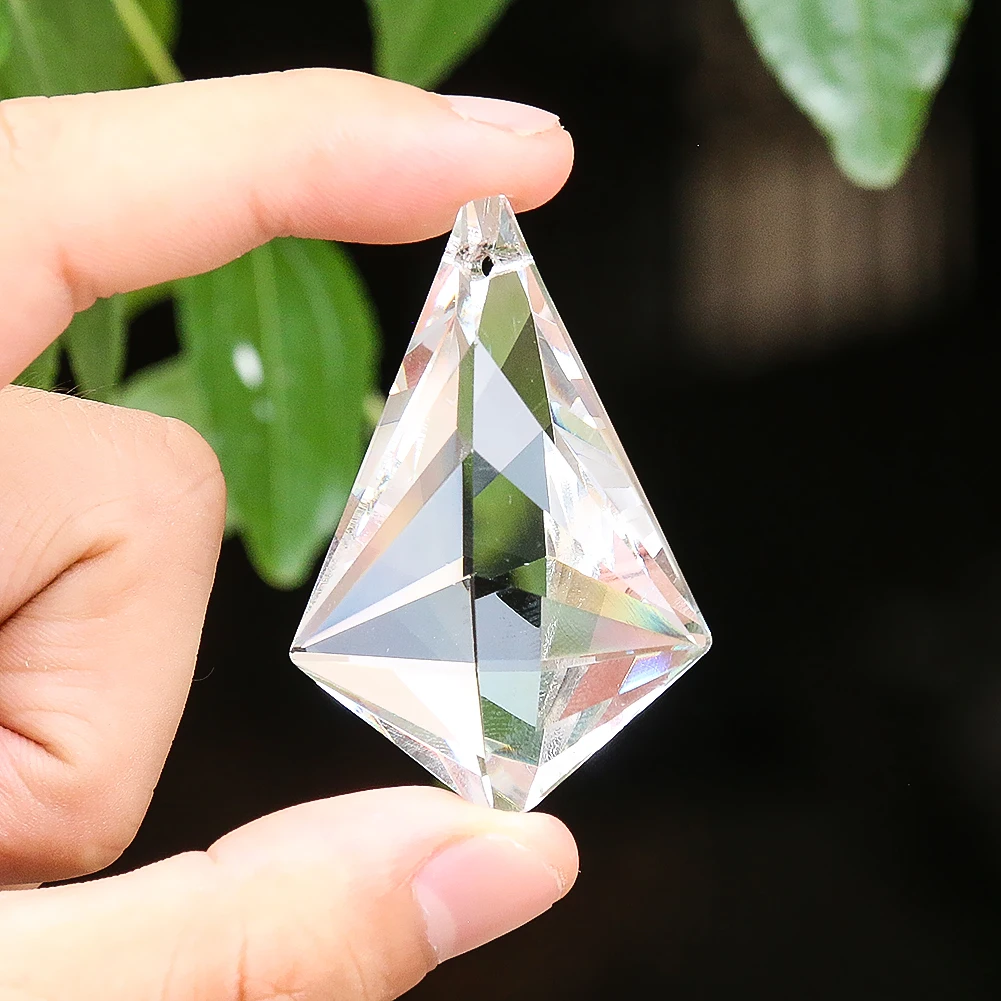 2pcs 50mm Crystal Clear Ox Horn Hanging Glass Prism Chandelier Pendant Fengshui Home Decoration Sun Catcher Wedding Accessories