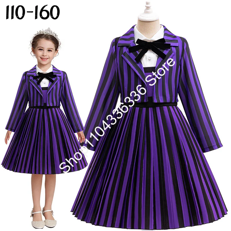 

Костюм Энид для косплея из фильма для девочек, фиолетовое полосатое платье принцессы для Хэллоуина, карнавала, дня рождения, сценический наряд 110-160
