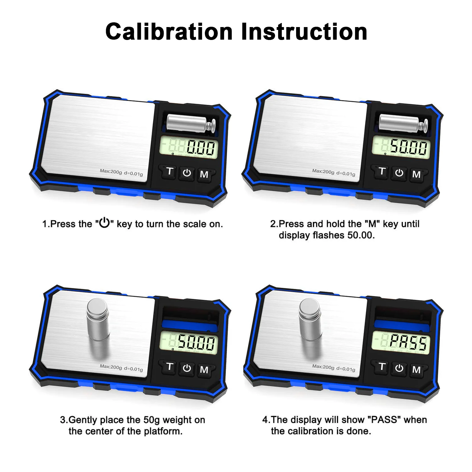 Gram Scale Digital Pocket Scale 200g/0.01g Small Digital Scale Jewelry Scale with 50g Calibration weight Kitchen Scale