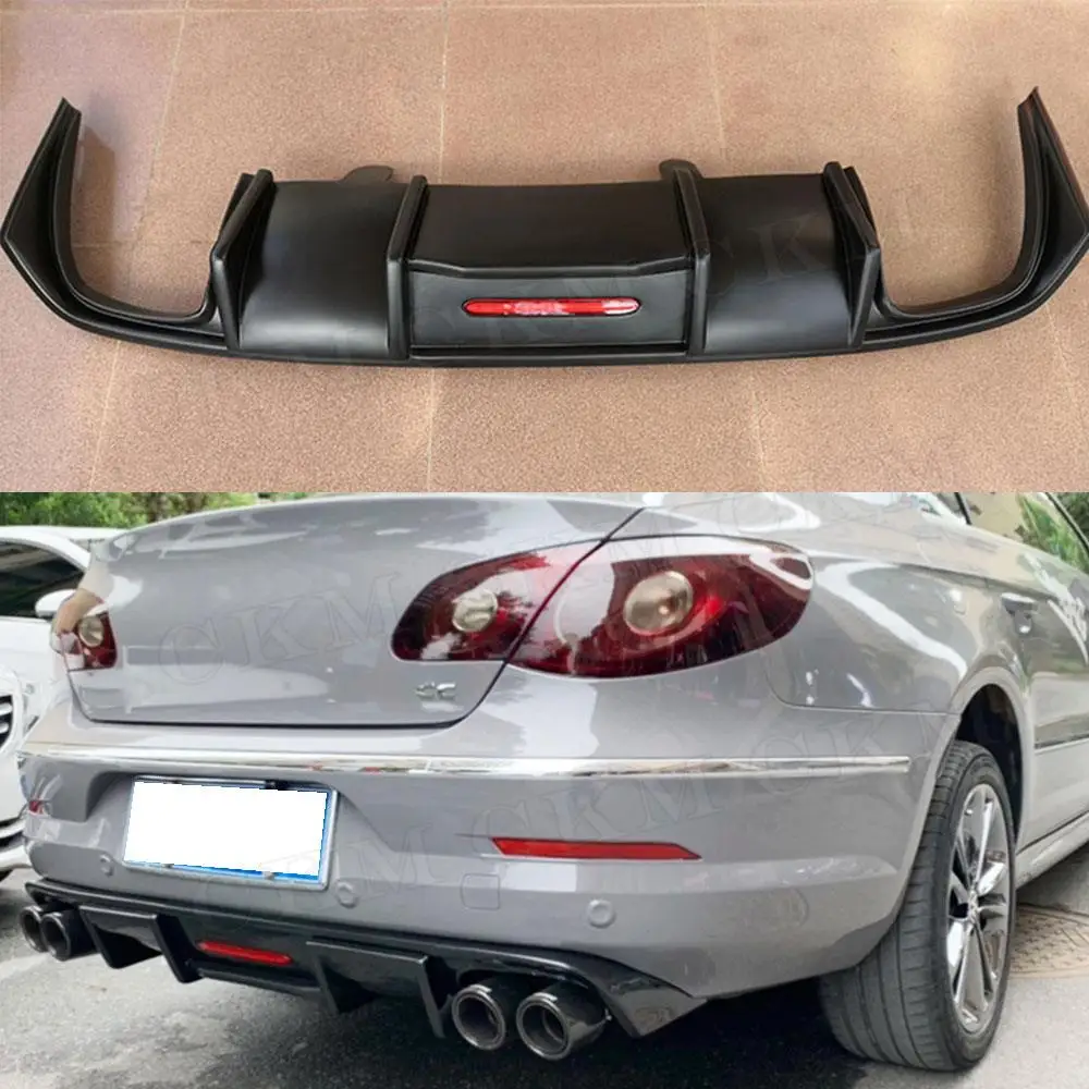 

Задний диффузор из углеродного волокна с лампой для Volkswagen VW CC 2013-2017 FRP/PP, черная защита бампера, Стайлинг автомобиля