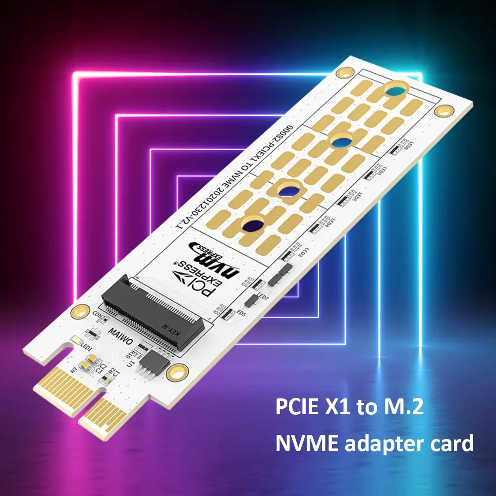 MAIWO PCIE X1 naar M.2 M Key NVME Riser Adapter Card Board HDD 32Gbps M2 MKey Uitbreidingskaart RGB Computer Adapter 2280 HDD SSD