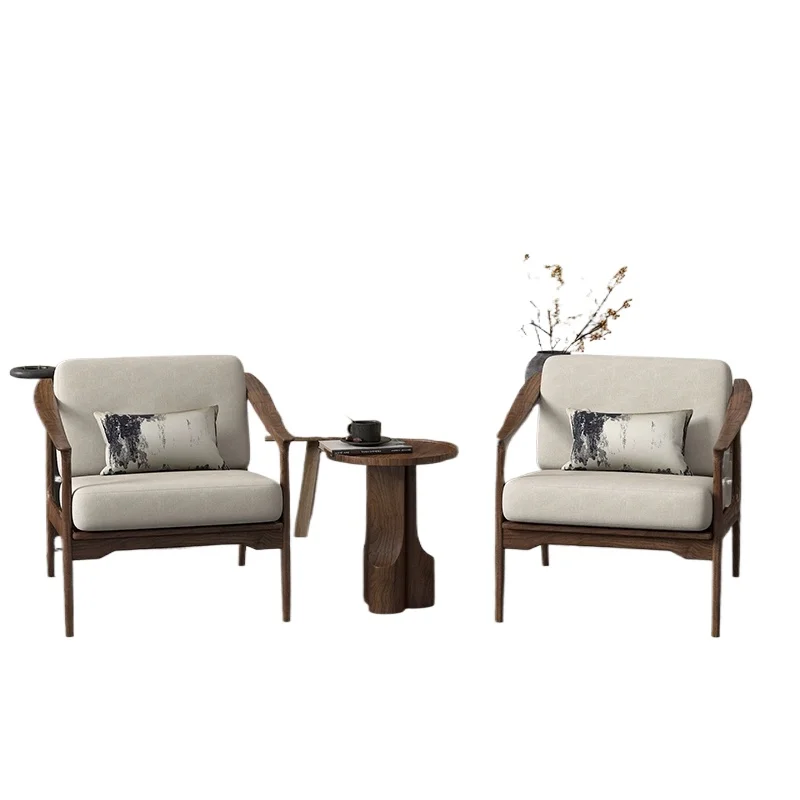 

New Chinese-style North American black walnut leisure chair, Song-style aesthetic solid wood sofa chair, living room