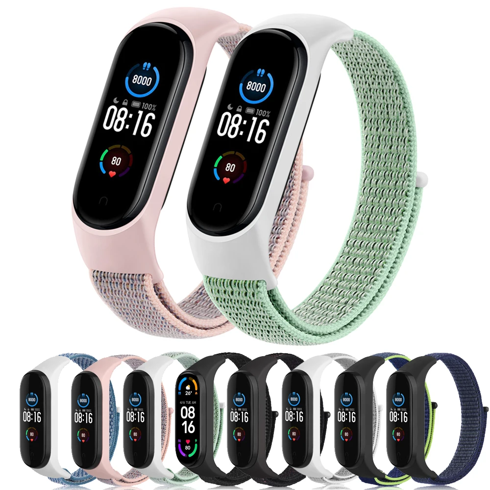 Nylon Strap For Xiaomi Mi Band 6 5 4 3 2 1 Bracelet Sport loop Watch Belt For Xiaomi Mi Band 6 5 4 3 2 Strap Wristband Watchband