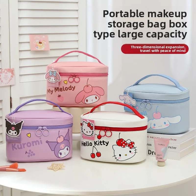 Large-capacity cartoon cute toiletry bag, travel cosmetics storage bag, Sanrio genuine Hello Kitty KT makeup bag