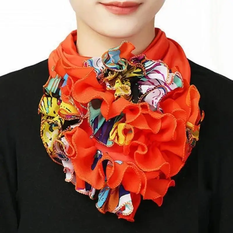 New Spring Summer Chiffon Neck Collar Scarf Women Head Thin Sunscreen Variety Small Silk Anti-UV Mask Multi-Function dec