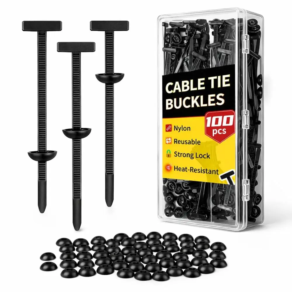 

100 PCS Universal Cable Tie Buckle, with Storage Box Nylon Push Mount Cable Tie Fasteners for Automotive Bumper Clips, Wiring