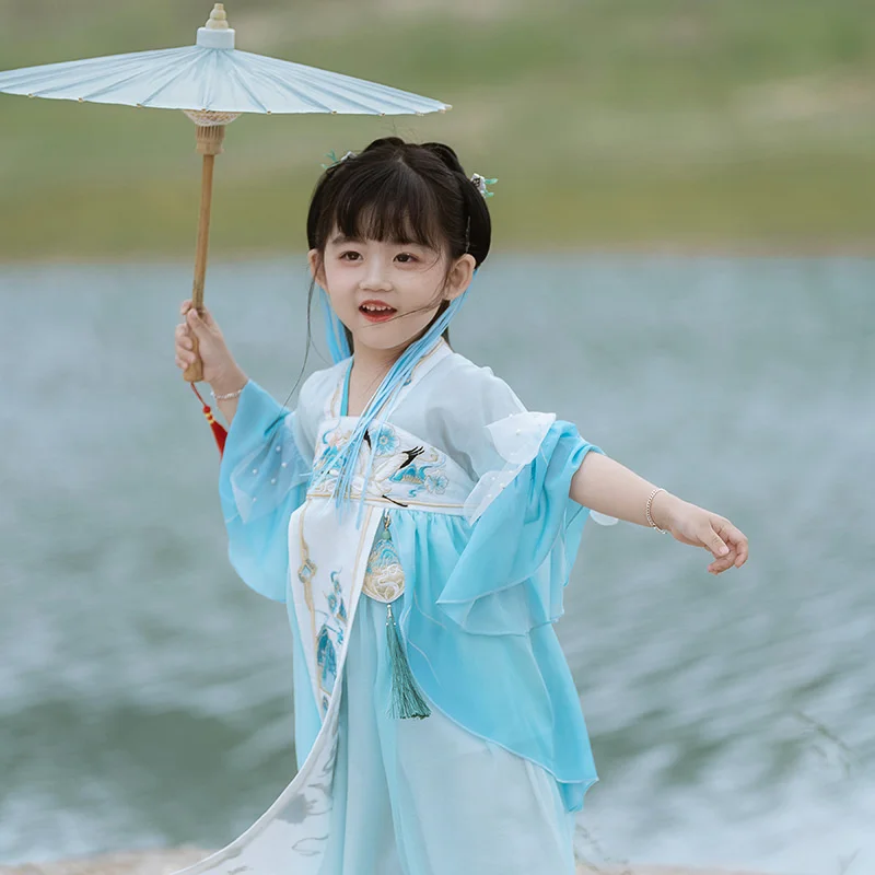 Guofeng super fairy girls' clothing children's Han clothing antique skirt summer thin high-end girls' clothing