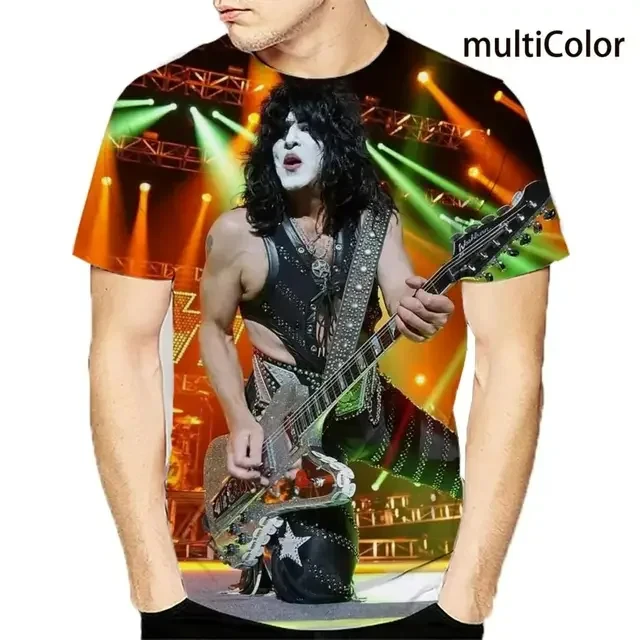 2024 Popular Kiss Band Solo Print T-shirts 3D Men Women Summer Short Sleeve Hip-hop Tee shirt Fashion Personality Men's Clothing