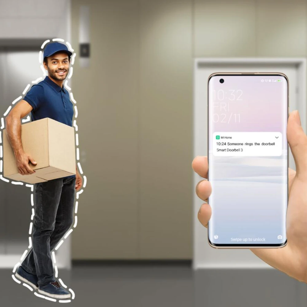 Global Version Xiaomi Smart Doorbell 3 180 ° ขนาดใหญ่ FieldView 2K Ultra HDResolution AI Humanoid การรับรู้ระยะไกล Realtime ดู