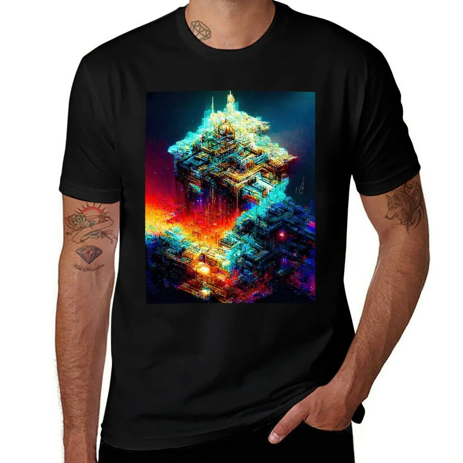 

Abstract futuristic city 4 T-Shirt Basic Simple Casual Short Sleeve Tee