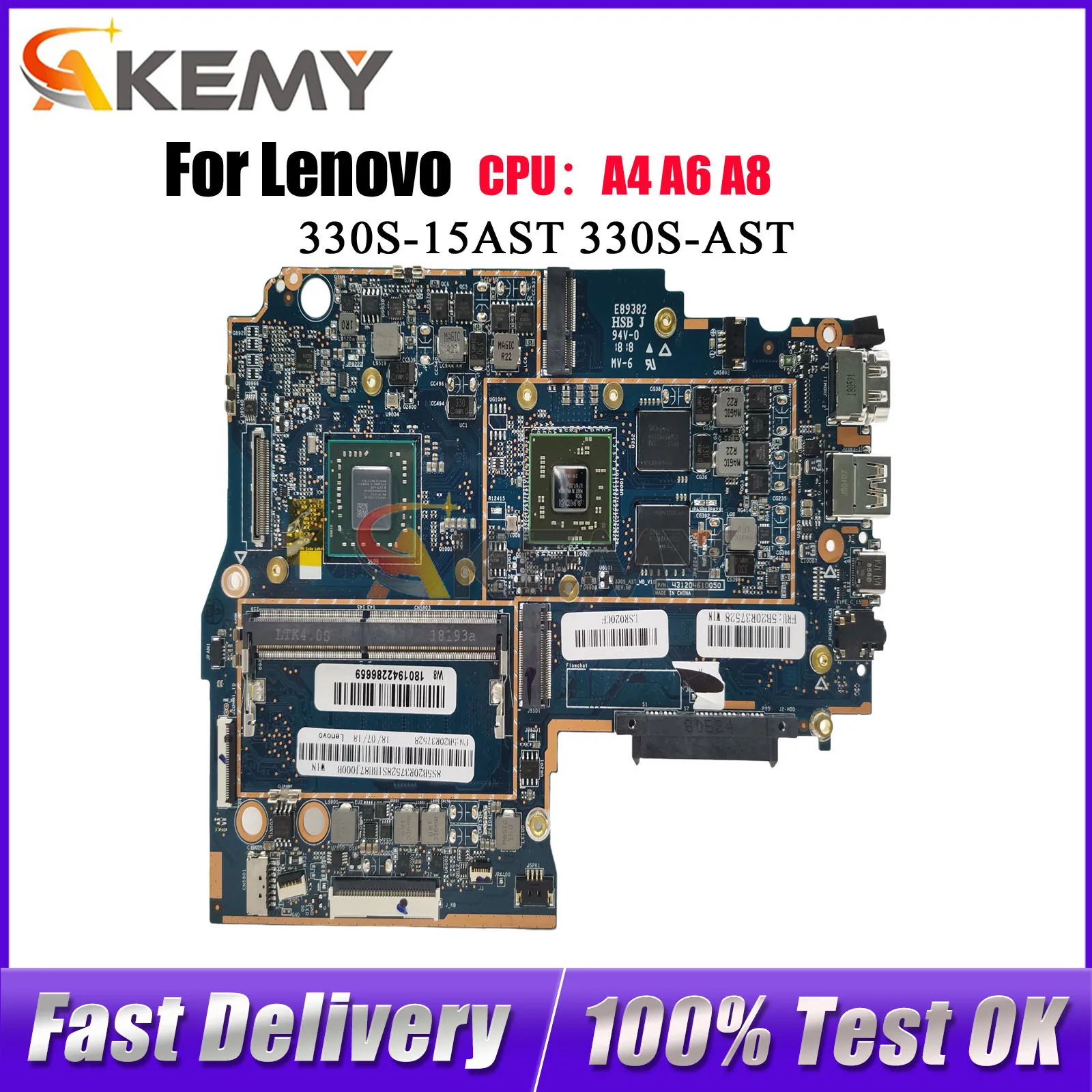 

Материнская плата для ноутбука Lenovo Ideapad 330S-15AST 330S-15AST с 4 ГБ ОЗУ AMD A4 A6 A9 CPU R530 2 ГБ графического процессора 100% полностью протестирована