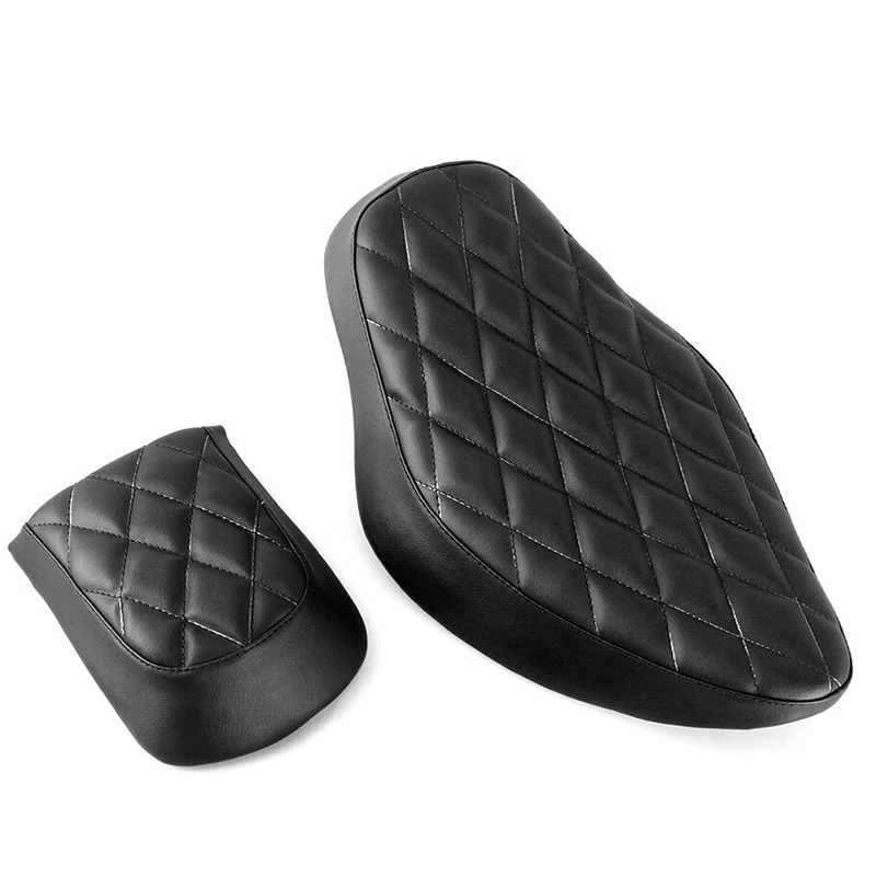 

Motorcycle Diamond Stitched Two-Up Front Driver Rear Passenger Seat Pad For Sportster XL 883 1200 Iron 883 04-17