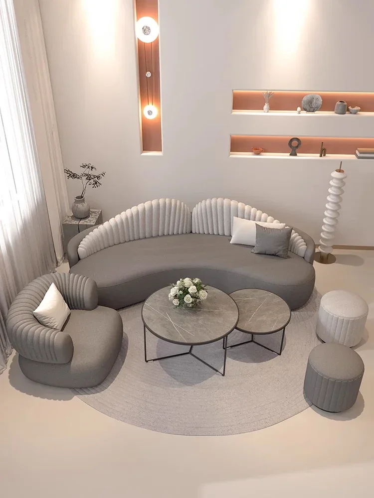 New curved sofa lounge area reception clothing store beauty salon office small sofa living room modern light luxury