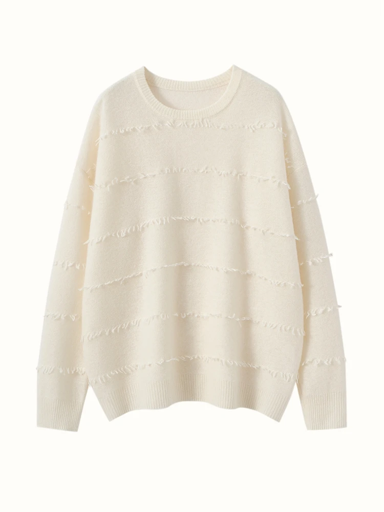 Chic Exquisite Preppy Style Women's 7GG100% Cashmere Knitted Pullovers O-Neck Basic Soft Solid Sweater Autumn Winter Casual Tops