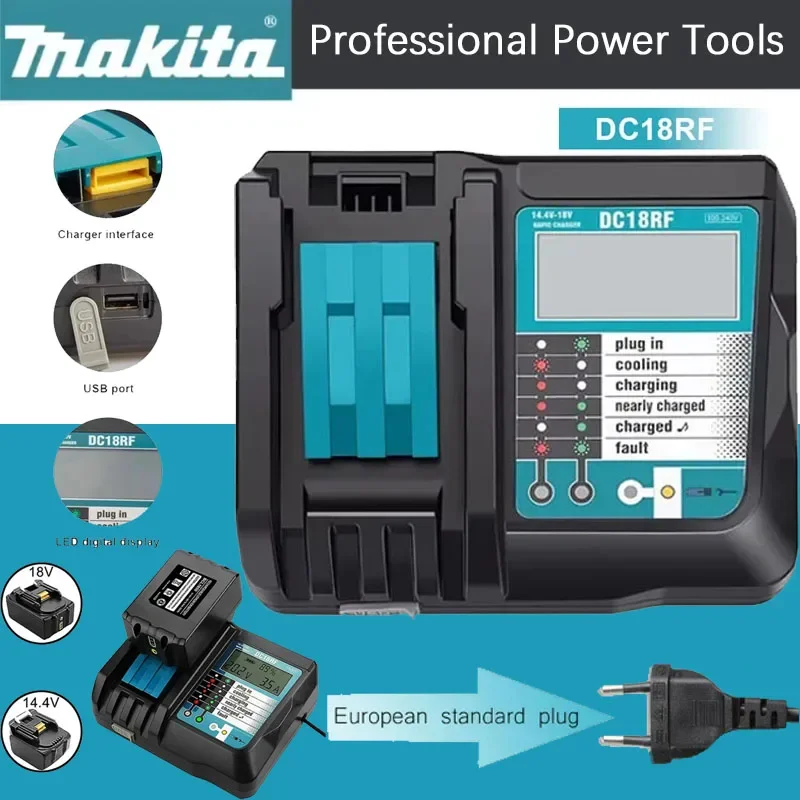 

Makita DC18RF Li-ion Battery Charger 3.5A Charging Current 14.4V 18V BL1830 Bl1430 DC18RC DC18RA Power Tool with USB