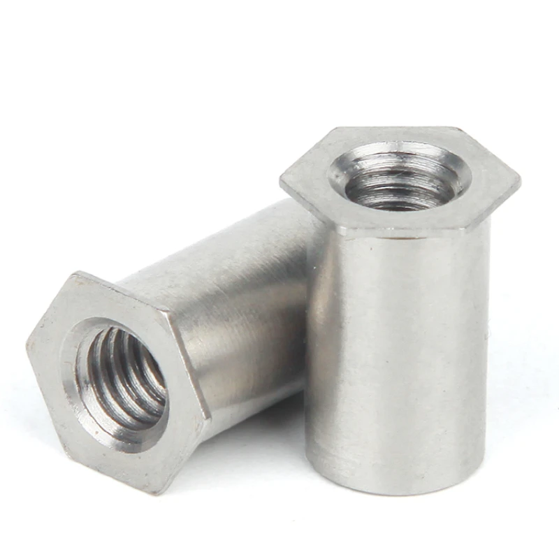 5pcsM2M2.5M3M4M5M6 304 Stainless Steel Pressure Riveting Flat Head Thread Rivet Insert Nut Cap Pressure Riveting Nut Through Hol