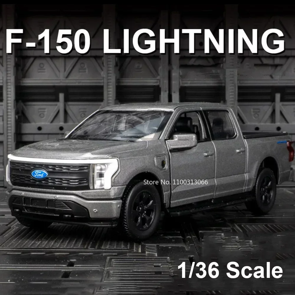 

1/36 Scale Ford F150 Alloy Car Model Toys With Charging Station New Energy Pickup Truck Sound Light Off-road Vehicles Models