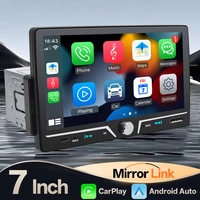 Hippcron 7 ""1Din Radio de coche inalámbrico/con cable Carplay Android Auto HD pantalla táctil Bluetooth u-disk tipo C soporte cámara de visión trasera